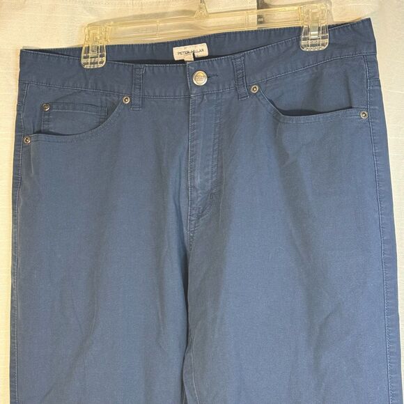 Peter Millar Stretch Pants Mens 34 Blue Chino meas 35 x28.5 - Picture 1 of 9